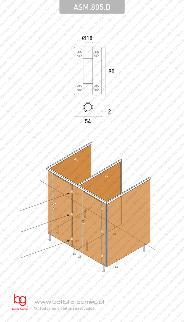 Dobradi�a para cabines modulares - INOX 304